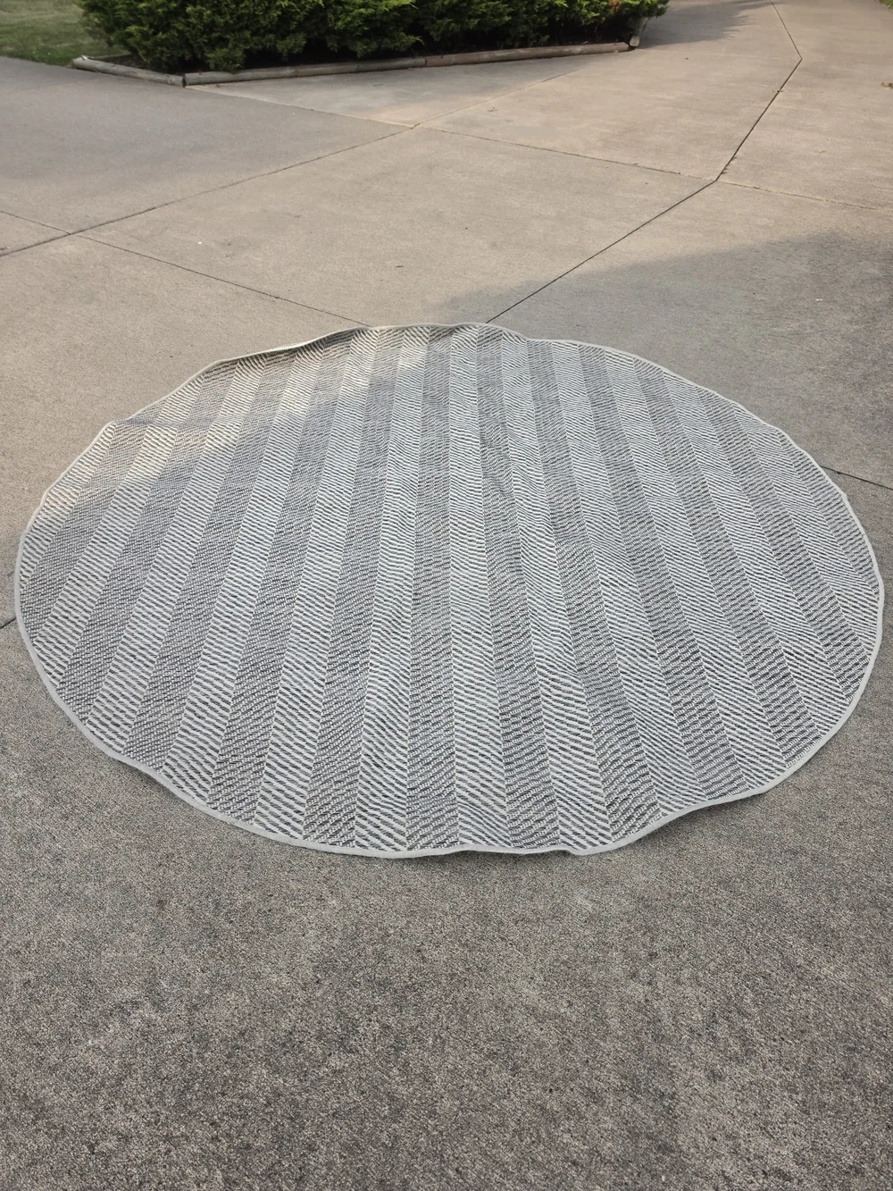 Gray Round Chevron Indoor/Outdoor Rug - Neutral Home Accent